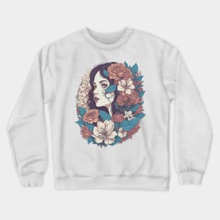 Floral Cute Girl Crewneck Sweatshirt